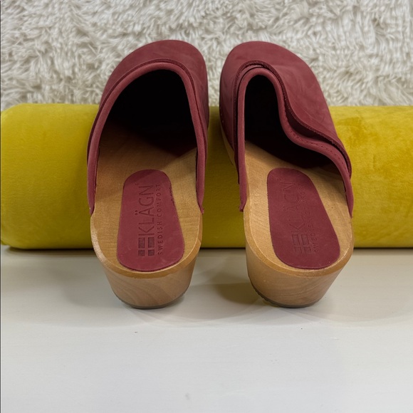 NWOT • KLÄGN • Maja Wood Open Back in Berry Nubuck Leather • ❤️ • Size 41 • - Picture 5 of 17